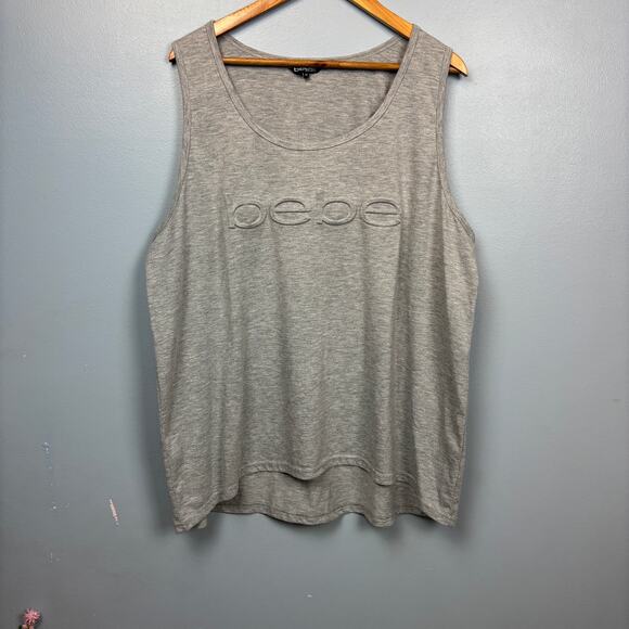 Bebe Sport Logo Embossed Gray Tank Plus 3X Scoop Neck Casual Gym Activewear - Picture 3 of 7